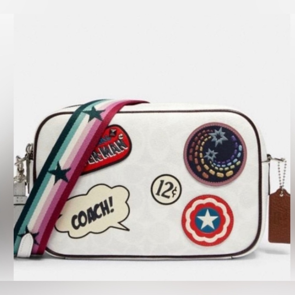 Coach authentic Spider-Man Marvel White Bag with Patches. NWOT limited edition - Picture 2 of 8